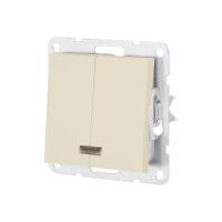 Выключатель двухклавишный LK Studio LK80 c подсветкой бежевый матовый 841202-1