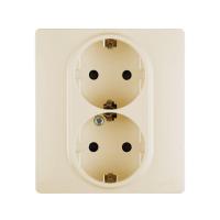 Розетка 2X2К+З Legrand Etika 16A 250V с/з со шторками безвинтовой зажим немецкий стандарт слоновая кость 672333