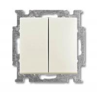 Выключатель двухклавишный ABB Basic55 10A 250V chalet-белый 2CKA001012A2187