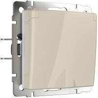 Розетка Werkel с заземлением с защитной крышкой и шторками WL03-SKGSC-01-IP44-ivory 4690389046247