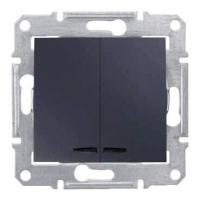 Выключатель двухклавишный с синей подсветкой Schneider Electric Sedna 10A 250V SDN0300370
