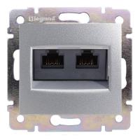 Розетка компьютерная 2хRJ45 Legrand Valena 6 кат FTP на винтах алюминий 770233