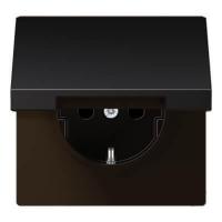 Розетка с заземлением с крышкой безвинтовой зажим Jung LS 990 dark AL1520KLD