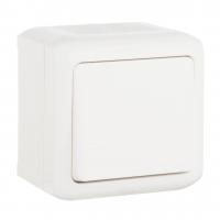 Выключатель одноклавишный кнопочный Legrand Quteo 6A 250V IP44 белый 782305