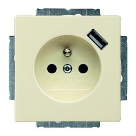 Розетка ABB Basic55 Schuko с/з 16A 250V со шторками USB безвинтовой зажим слоновая кость 2CKA002011A6192 Розетка ABB Basic55 Schuko с/з 16A 250V со шторками USB безвинтовой зажим слоновая кость 2CKA002011A6192