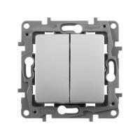 Выключатель двухклавишный Legrand Etika 10A 250V алюминий 672402