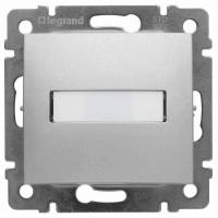 Выключатель кнопочный одноклавишный Legrand Valena 10A 12V с подсветкой держателем этикетки алюминий 770217