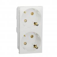 Розетка двойная Schneider Electric Unica New Modular с/з со шторками NU306718A