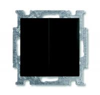 Выключатель двухклавишный ABB Basic55 10A 250V с подсветкой chateau-черный 2CKA001012A2178