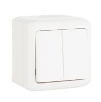 Выключатель двухклавишный Legrand Quteo 10A 250V белый 782302