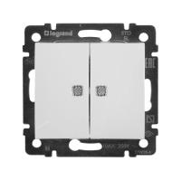 Переключатель двухклавишный Legrand Valena 10A 250V с подсветкой белый 774428