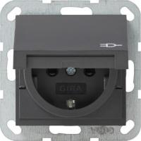 Розетка Gira System 55 Schuko с/з со шторками крышкой 16A 250V безвинтовой зажим антрацит 041428