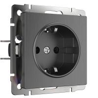 Розетка Werkel с заземлением графит рифленый WL04-SKG-01-IP20 4690389145988