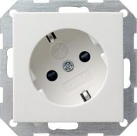 Розетка Gira System 55 Schuko с/з со шторками 16A 250V безвинтовой зажим чисто-белый глянцевый 041803