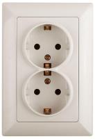 Розетка двойная ЭРА Intro Solo Schuko 2X2P+E 16A 250V слоновая кость 4-205-02 Б0043334
