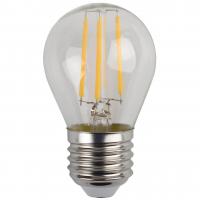 Лампа светодиодная филаментная ЭРА E27 5W 4000K шар прозрачный F-LED P45-5W-840-E27