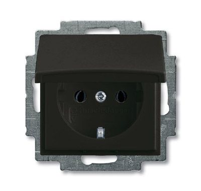 Розетка ABB Basic55 Schuko с/з 16A 250V IP44 с крышкой безвинтовой зажим chateau-черный 2CKA002018A1502 Розетка ABB Basic55 Schuko с/з 16A 250V IP44 с крышкой безвинтовой зажим chateau-черный 2CKA002018A1502