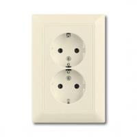 Розетка двойная ABB Basic55 Schuko с/з 16A 250V безвинтовой зажим слоновая кость 2CKA002014A1463