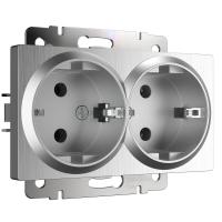 Розетка двойная Werkel серебряный рифленый WL09-SKG-02-IP20 4690389131288