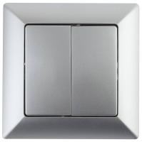 Выключатель двухклавишный ЭРА Intro Solo 10A 250V серебро 4-104-03 Б0043286