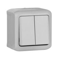 Выключатель двухклавишный Legrand Quteo 10A 250V серый 782332