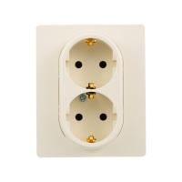 Розетка 2X2К+З Legrand Etika 16A 250V с/з винтовой зажим немецкий стандарт слоновая кость 672323
