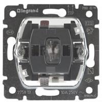 Выключатель одноклавишный кнопочный Legrand Galea Life 10A 250V с подсветкой 775813