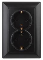 Розетка двойная ЭРА Intro Solo Schuko 2X2P+E 16A 250V антрацит 4-205-05 Б0043337