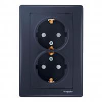 Розетка двойная Schneider Electric Sedna с/з со шторками SDN3000770