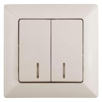 Выключатель двухклавишный ЭРА Intro Solo 10A 250V с подсветкой слоновая кость 4-105-02 Б0043292