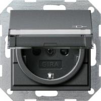 Розетка Gira System 55 Schuko с/з со шторками крышкой 16A 250V безвинтовой зажим антрацит 276228