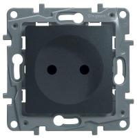 Розетка 2К Legrand Etika 16A 250V б/з со шторками винтовой зажим антрацит 672634