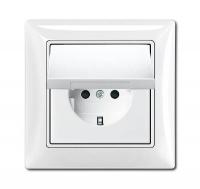 Розетка ABB Basic55 Schuko с/з 16A 250V IP44 с крышкой безвинтовой зажим альпийский белый 2CKA002018A1505
