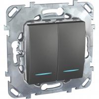 Переключатель двухклавишный с подсветкой Schneider Electric Unica MGU5.0303.12NZD