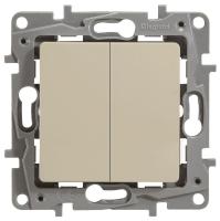 Выключатель двухклавишный Legrand Etika с подсветкой 10A 250V слоновая кость 672304