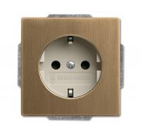 Розетка ABB Dynasty Schuko с/з 16A 250V со шторками винтовой зажим латунь античная/слоновая кость 2CKA002011A6245