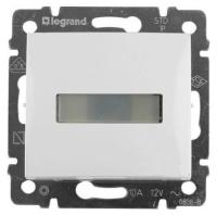 Выключатель кнопочный одноклавишный Legrand Valena 10A 12V с подсветкой держателем этикетки белый 774217