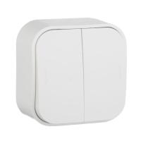Выключатель двухклавишный Legrand Quteo 10A 250V белый 782202