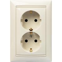 Розетка 2x2К+З Legrand Valena 16A 250V с/з со шторками винтовой зажим слоновая кость 774371