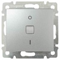Переключатель одноклавишный двухполюсный Legrand Valena 10A 250V с подсветкой алюминий 770149