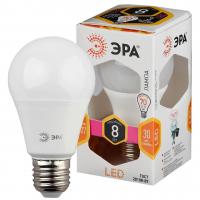 Лампа светодиодная ЭРА E27 8W 2700K матовая ECO LED A60-8W-827-E27