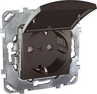 Розетка Schneider Electric Unica с/з со шторкамии крышкой 16A 250V MGU5.037.12TAZD