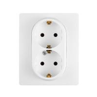 Розетка 2X2К+З Legrand Etika 16A 250V с/з винтовой зажим немецкий стандарт белый 672223