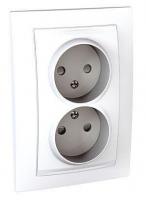 Розетка двойная Schneider Electric Unica б/з со шторками 10A 250V MGU23.063.18D