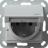 Розетка Gira System 55 Schuko с/з с крышкой 16A 250V безвинтовой зажим алюминий 045426