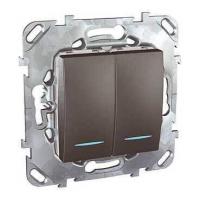 Выключатель двухклавишный с подсветкой Schneider Electric Unica MGU5.0101.12NZD