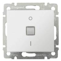 Переключатель одноклавишный двухполюсный Legrand Valena 10A 250V с подсветкой белый 774449