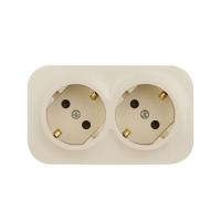 Розетка 2х2К+З Legrand Quteo 16A 250V со шторками слоновая кость 782267