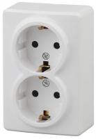 Розетка ЭРА Эксперт 2х2P E Schuko со шторками 16A 250V Al Cu 11А-2206-01 Б0038819