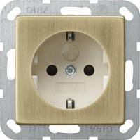 Розетка Gira System 55 Schuko с/з со шторками 16A 250V безвинтовой зажим бронза/кремовый 0453613